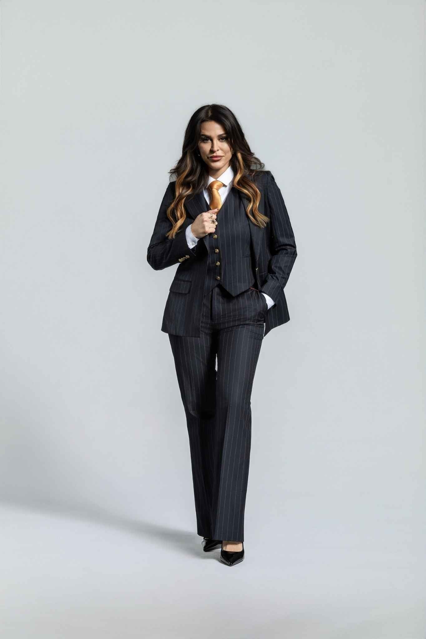 blau - gestreift Damenanzug – | Bellino Moda