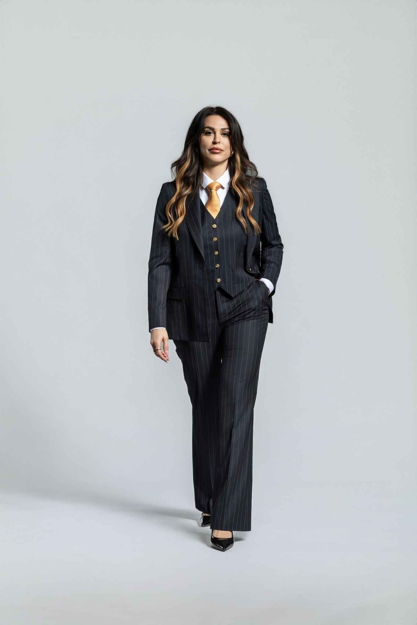 blau - gestreift Damenanzug – | Bellino Moda