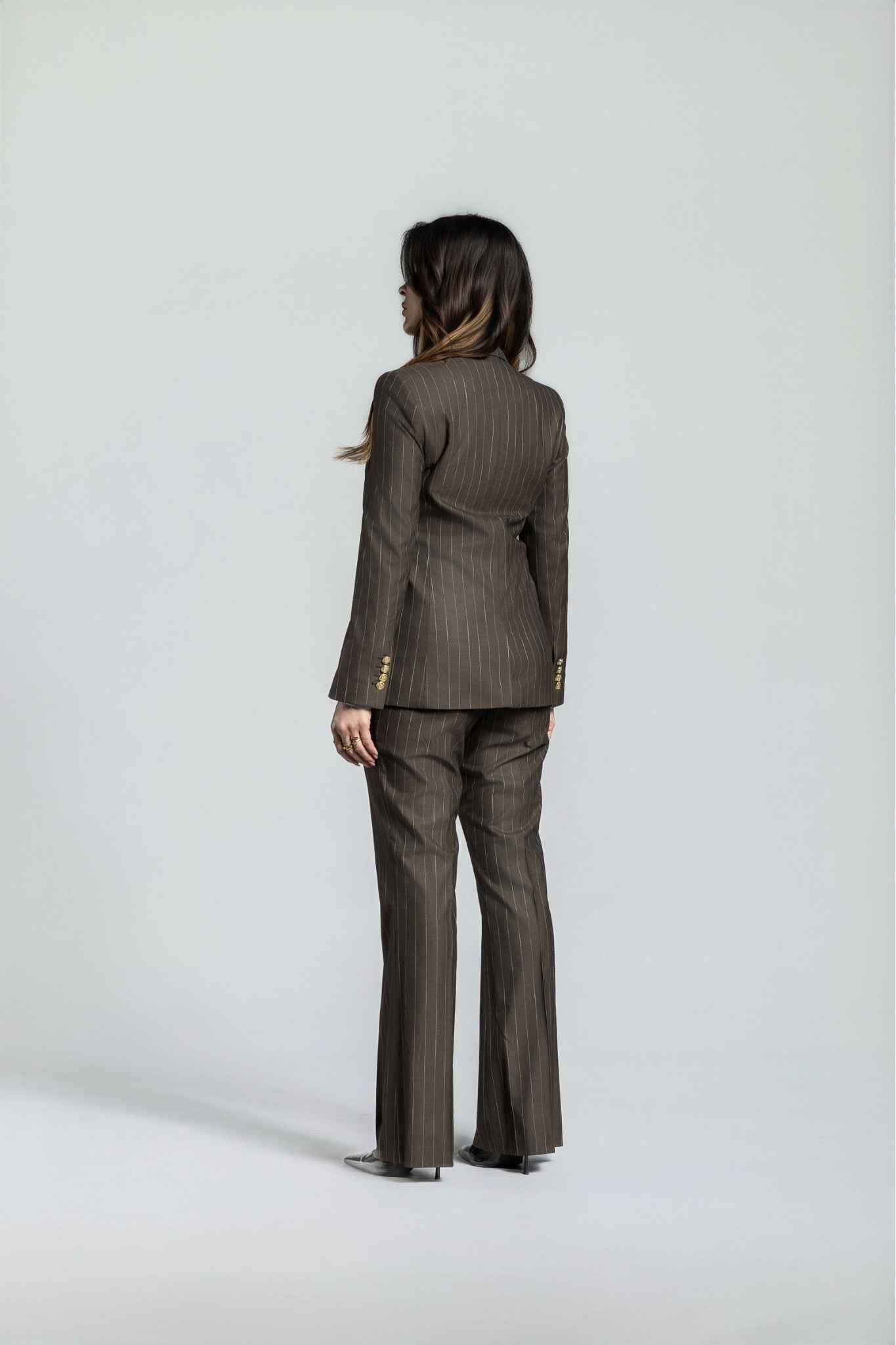 braun - gestreift Damenanzug – | Bellino Moda