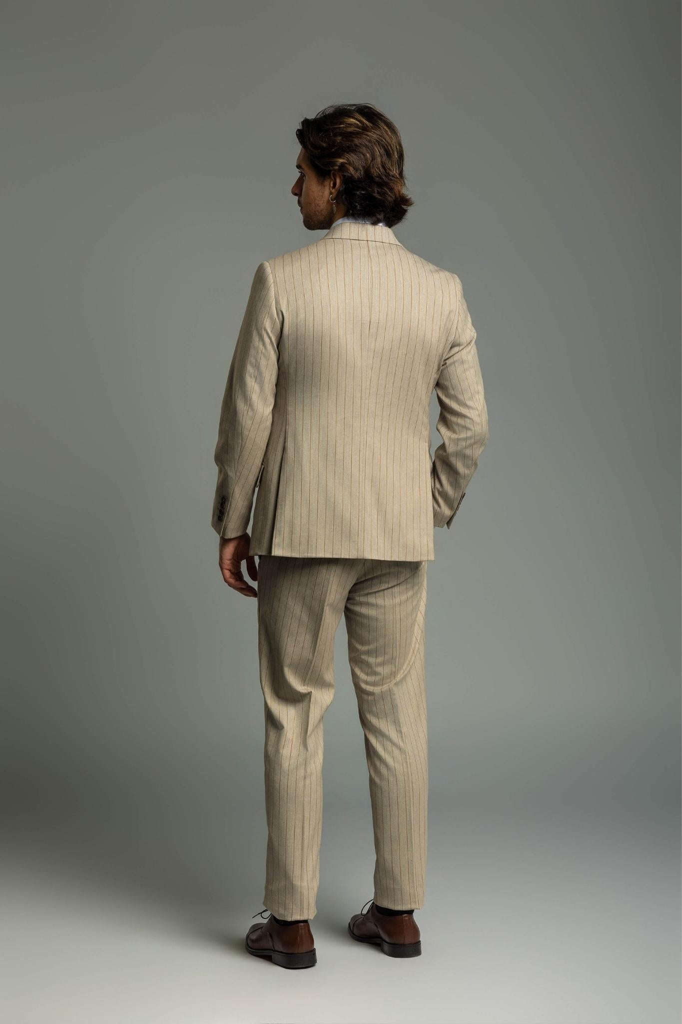 Business Suit beige gestreift – | Bellino Moda