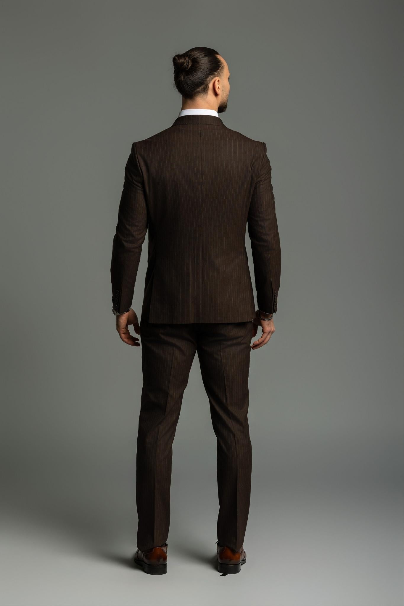 Business Suit braun gestreift – | Bellino Moda