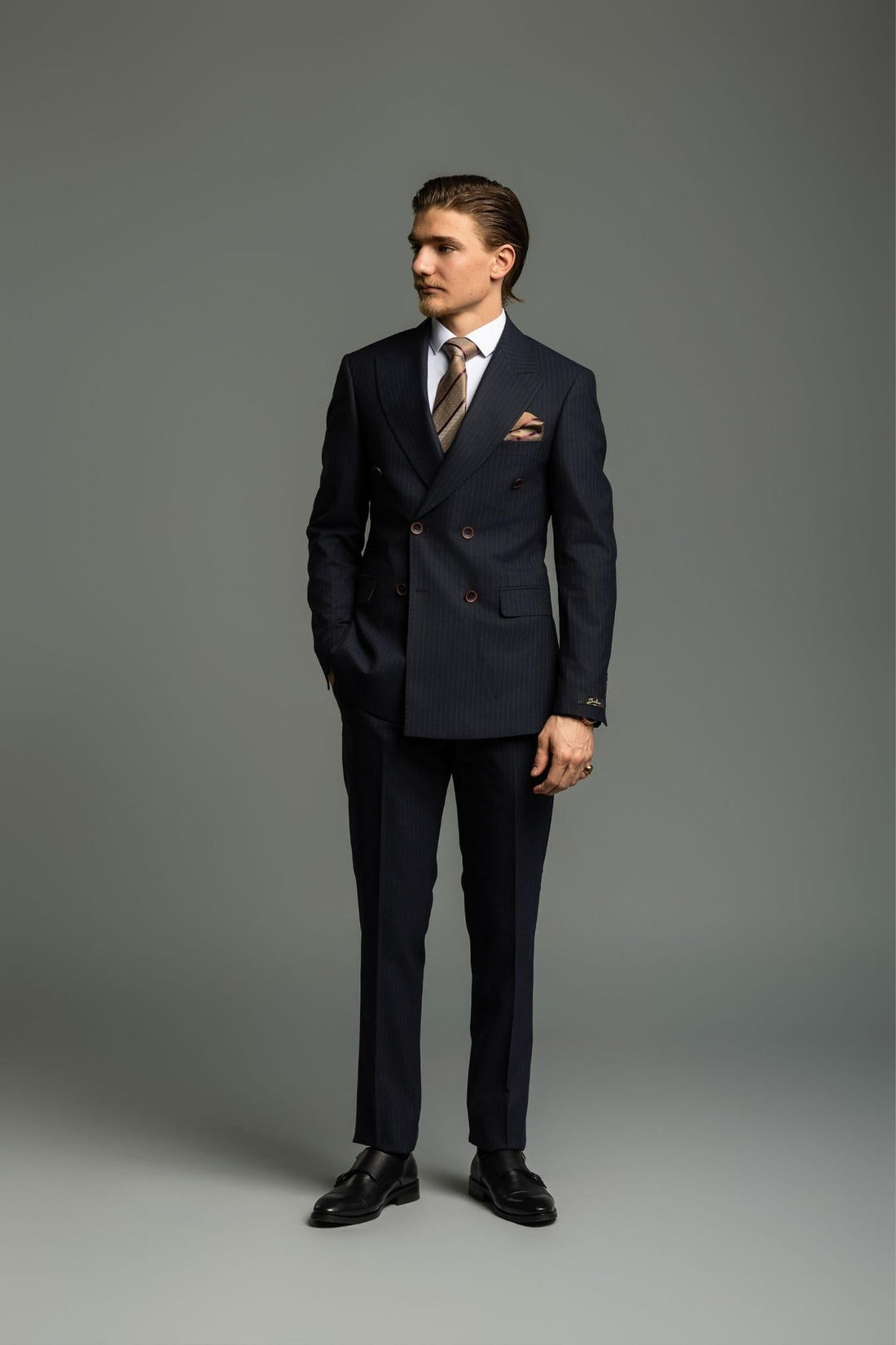 Business Suit dunkelblau gestreift – | Bellino Moda