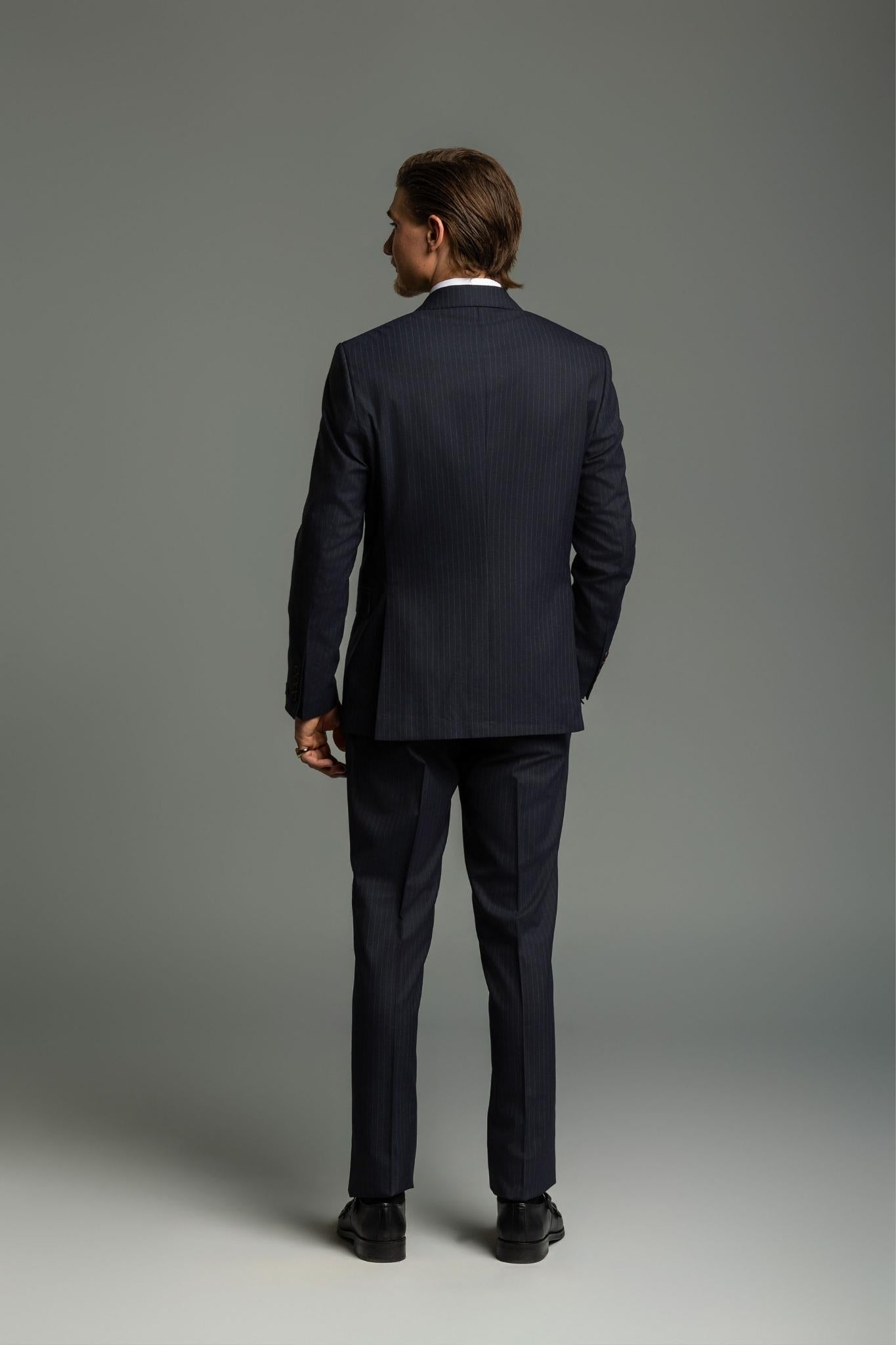 Business Suit dunkelblau gestreift – | Bellino Moda