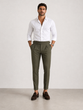 olivgrüne Herren-Bundfaltenhose mit hohem Bund, Ansicht 4