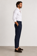 dunkelblaue Herren-Bundfaltenhose mit hohem Bund, Ansicht 1