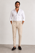 beigefarbene Herren-Bundfaltenhose mit hohem Bund, Ansicht 2