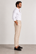 beigefarbene Herren-Bundfaltenhose mit hohem Bund, Ansicht 1