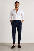 dunkelblaue Herren-Bundfaltenhose mit hohem Bund, Ansicht 3