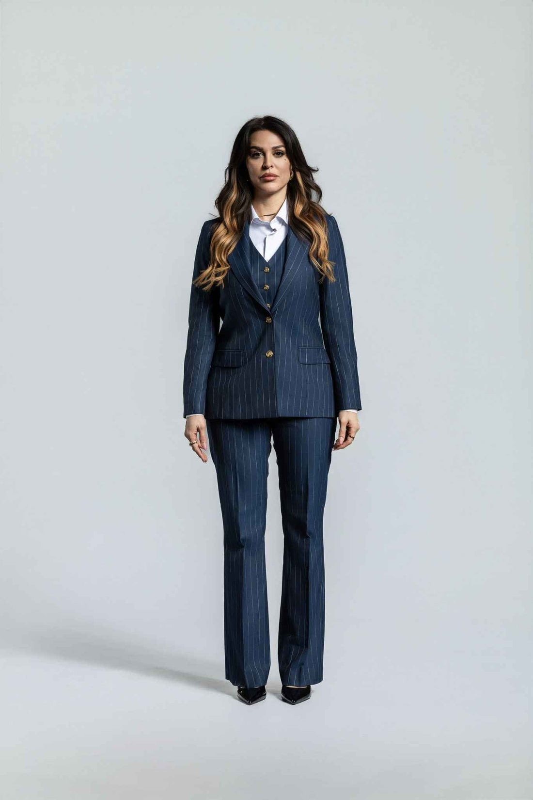 dunkelblau - gestreift Damenanzug – | Bellino Moda