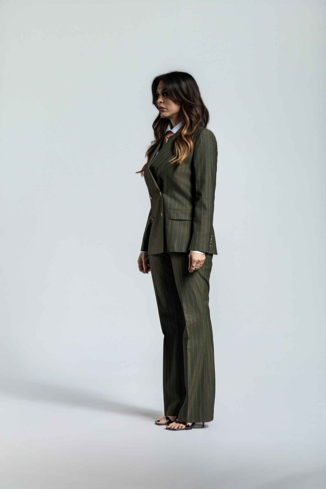 grün - gestreift Damenanzug – | Bellino Moda
