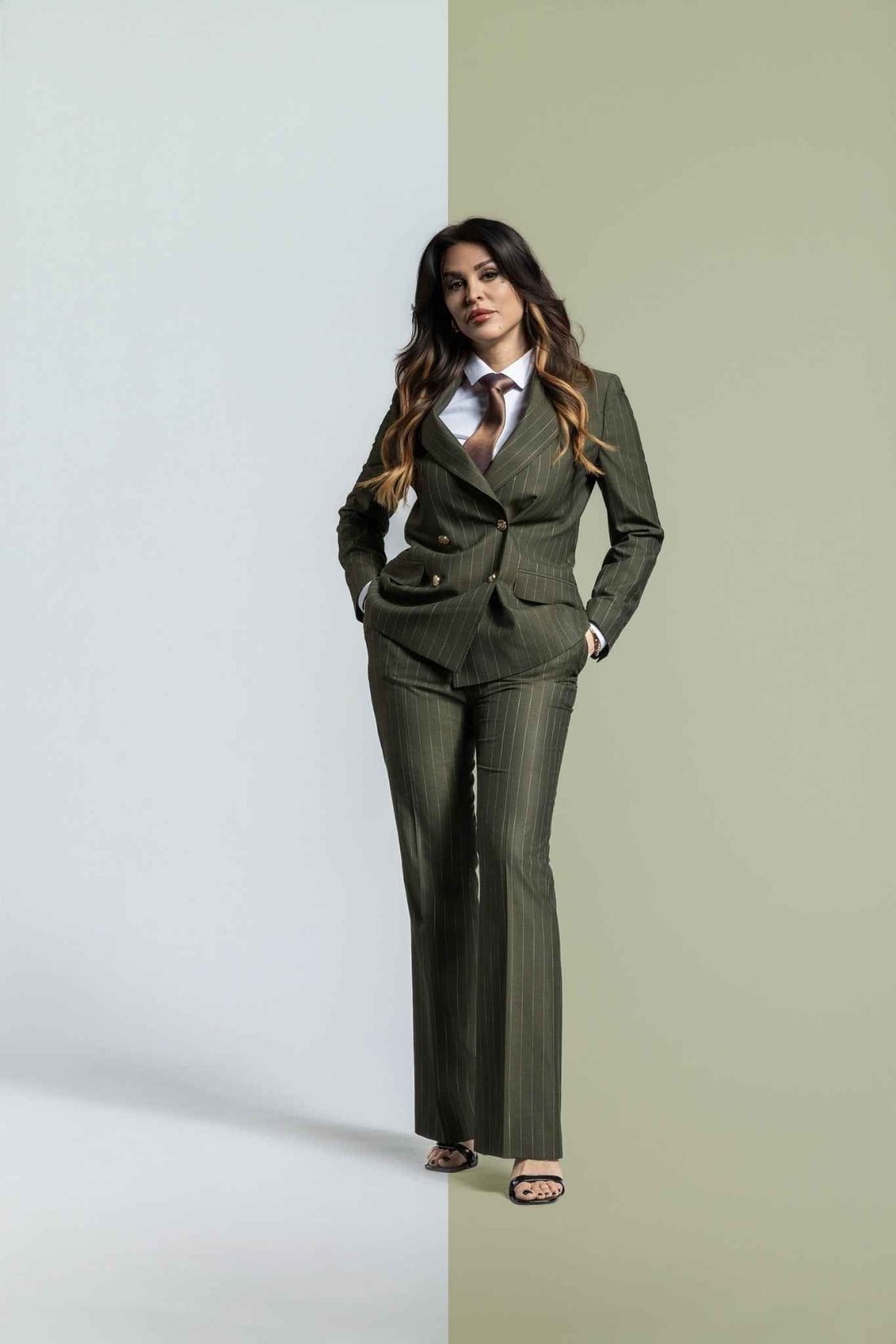 grün - gestreift Damenanzug – | Bellino Moda