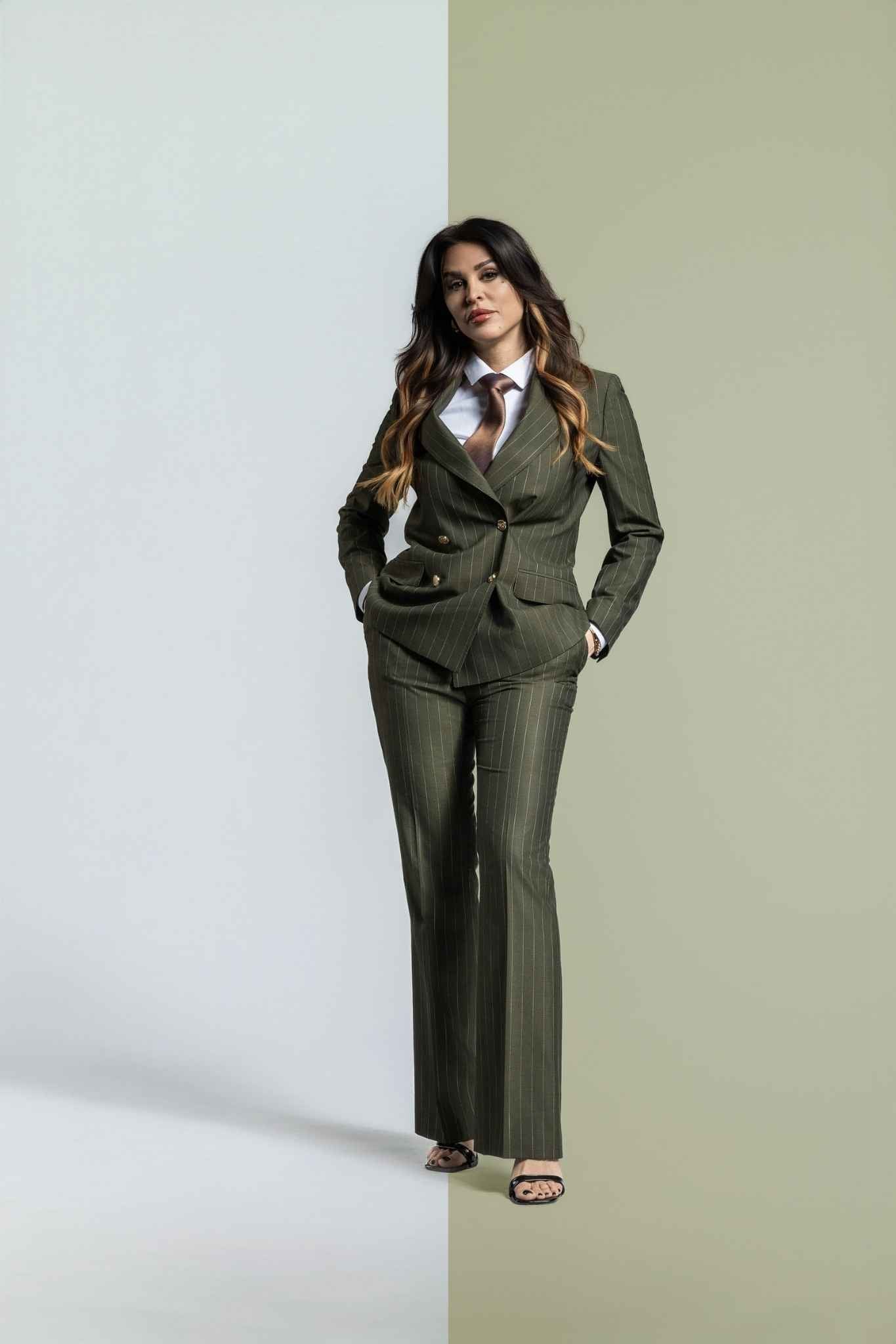 grün - gestreift Damenanzug – | Bellino Moda