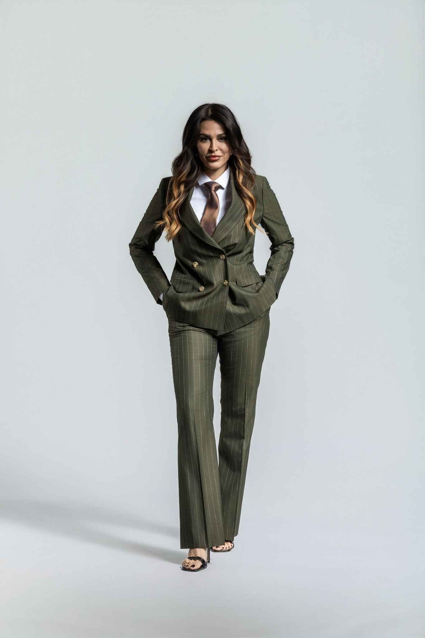 grün - gestreift Damenanzug – | Bellino Moda