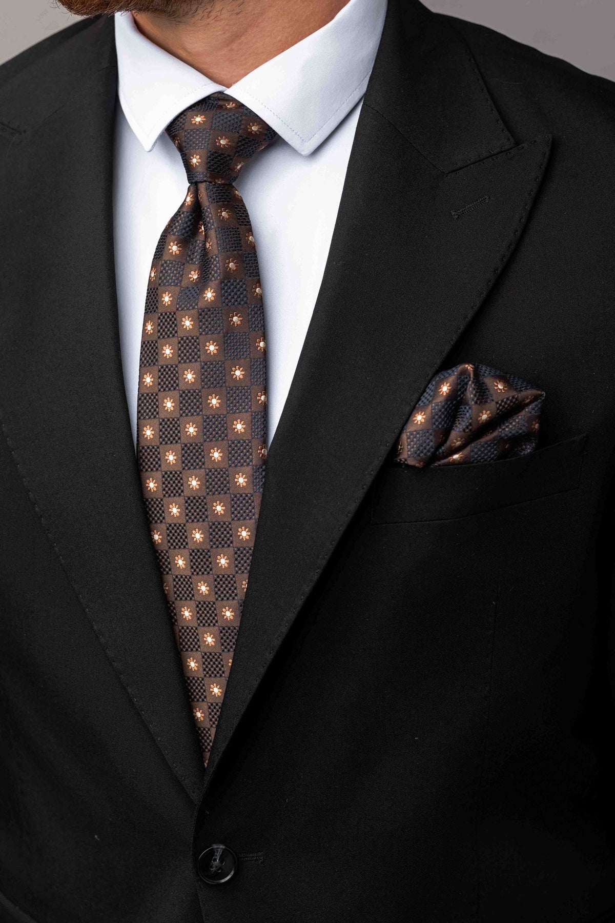 Krawatte Notte Bronzo – Schwarz & Bronze – Krawatte | Bellino Moda