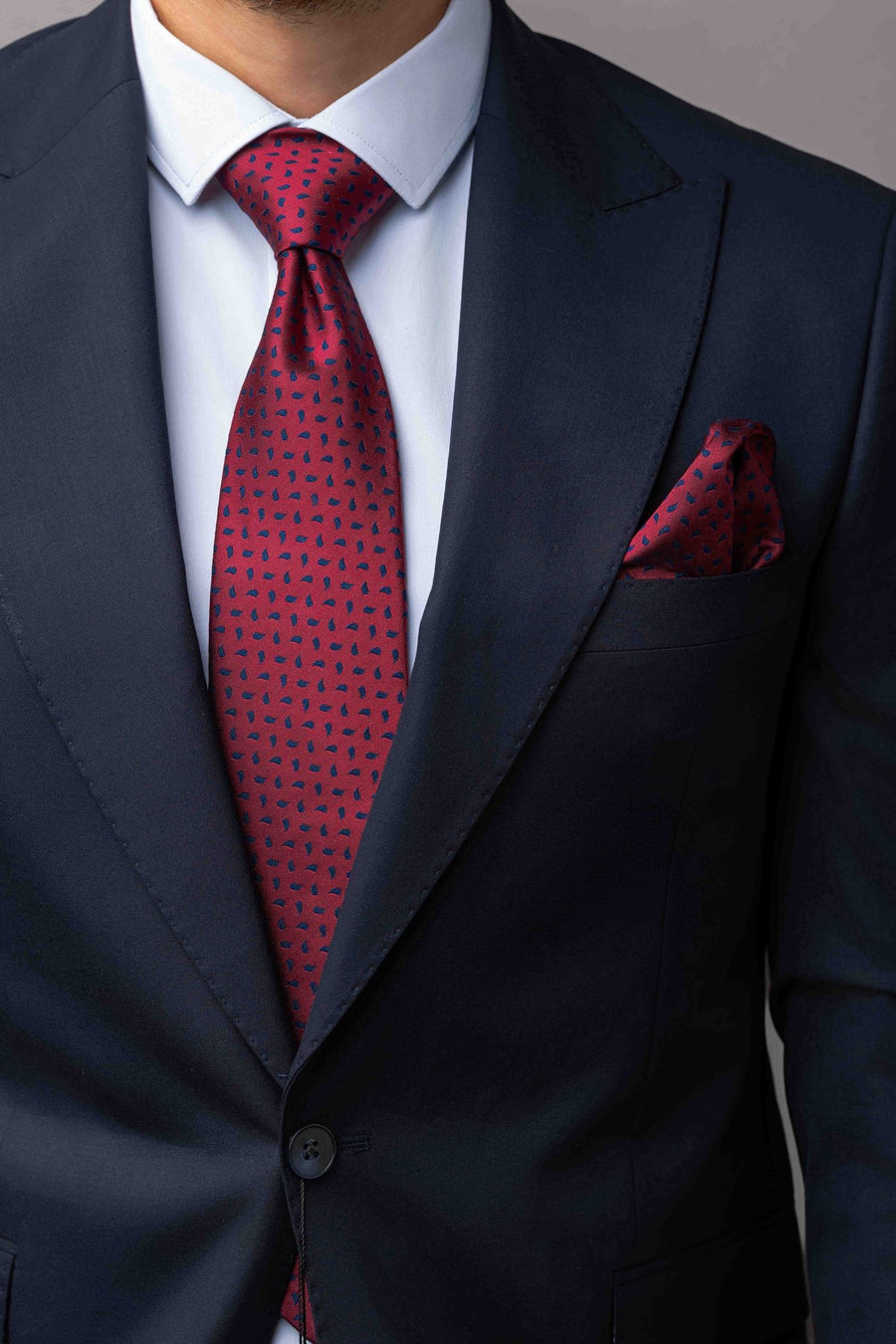 Krawatte Rubino Dot – Rot & Marine